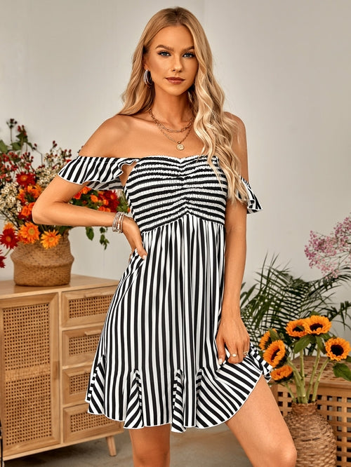 Women's Casual Off shoulder Lotus Leaf